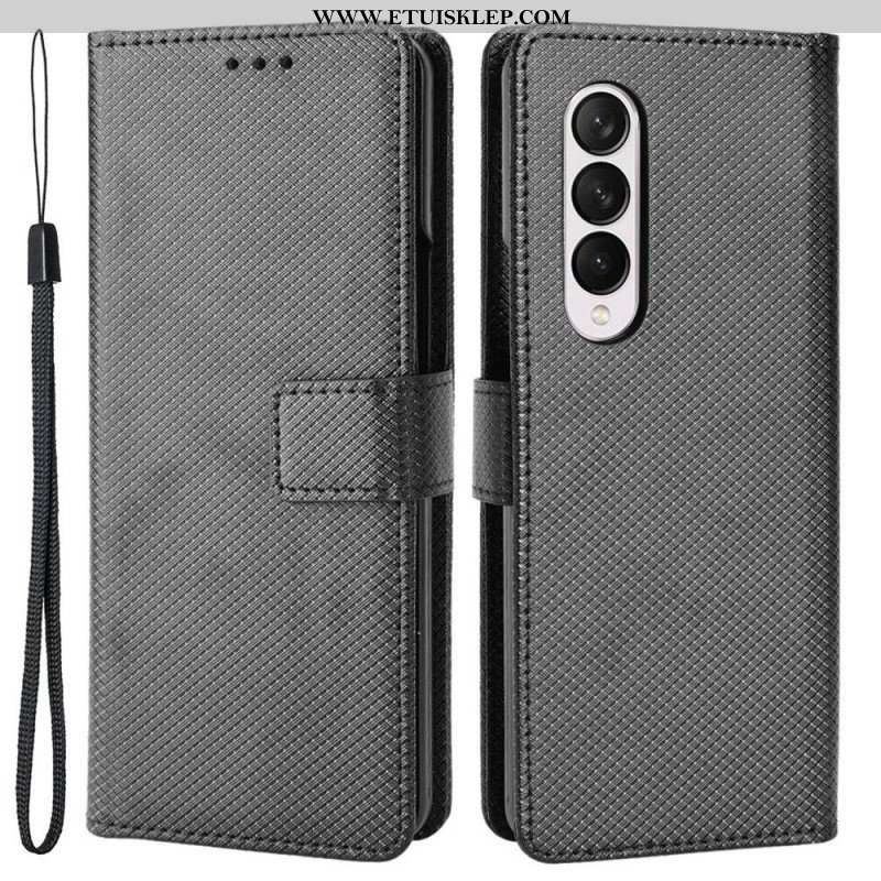 Etui Folio do Samsung Galaxy Z Fold 4 z Łańcuch Diamentowy Pasek